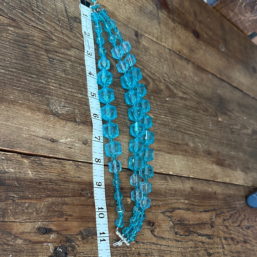 Tarina Tarantino Acrylic Triple Strand Turquoise And Blue Statement Necklace - Picture 11 of 16